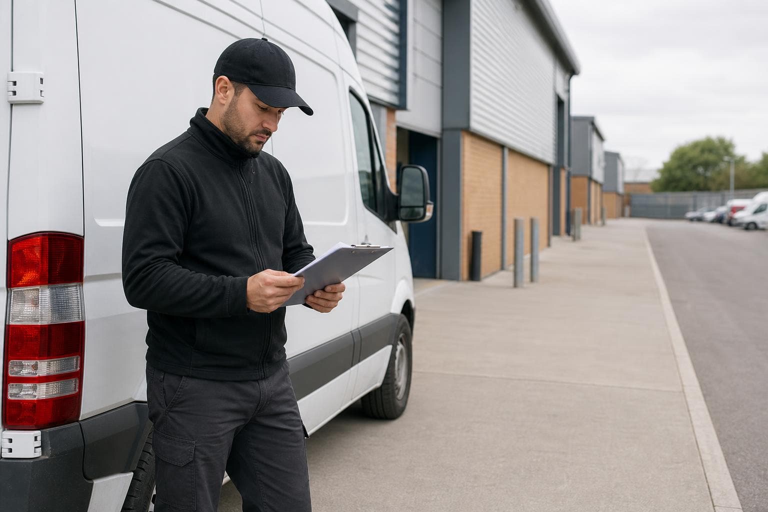 Unbranded courier vehicle ready to leave South Hornchurch with contractor parts, office boxes and urgent envelopes secured for direct transport